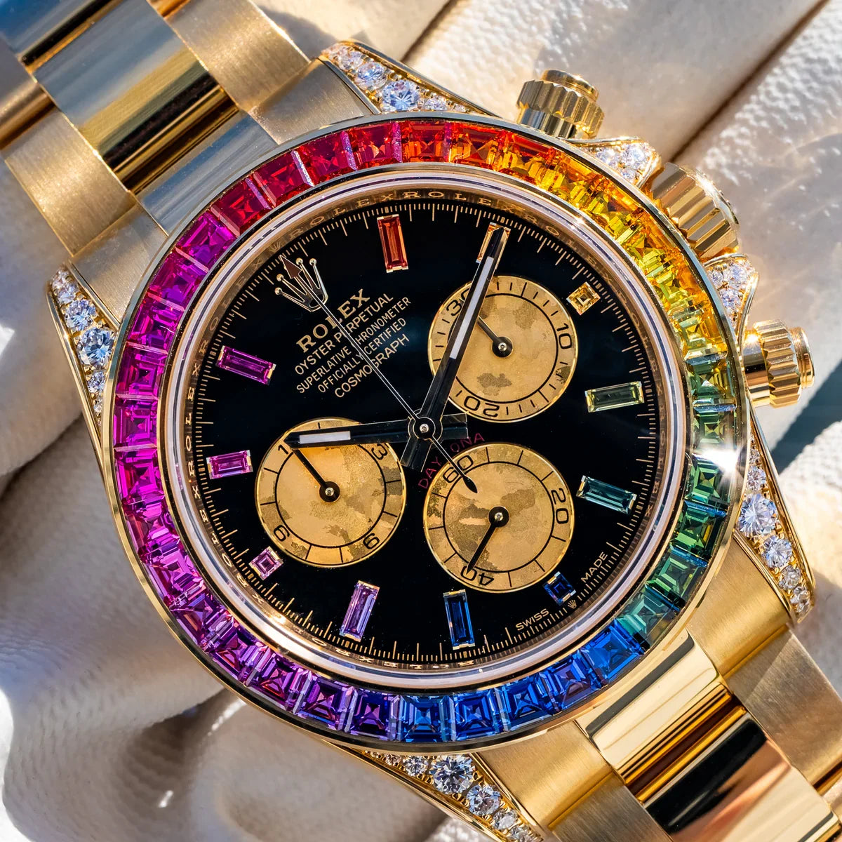 CoSMOGRAPH DAYToNA BLACK DIAL GOLD RAINBOW 40MM