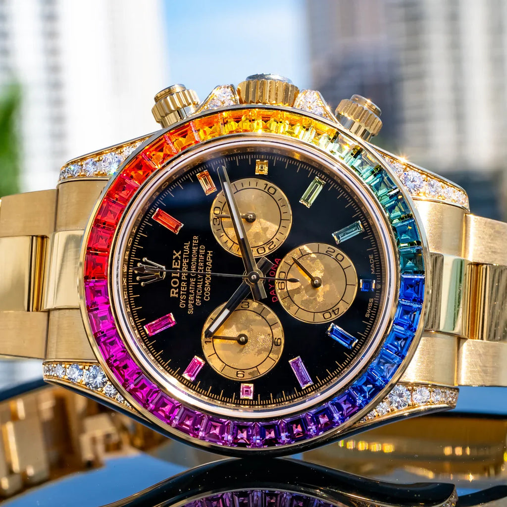 CoSMOGRAPH DAYToNA BLACK DIAL GOLD RAINBOW 40MM