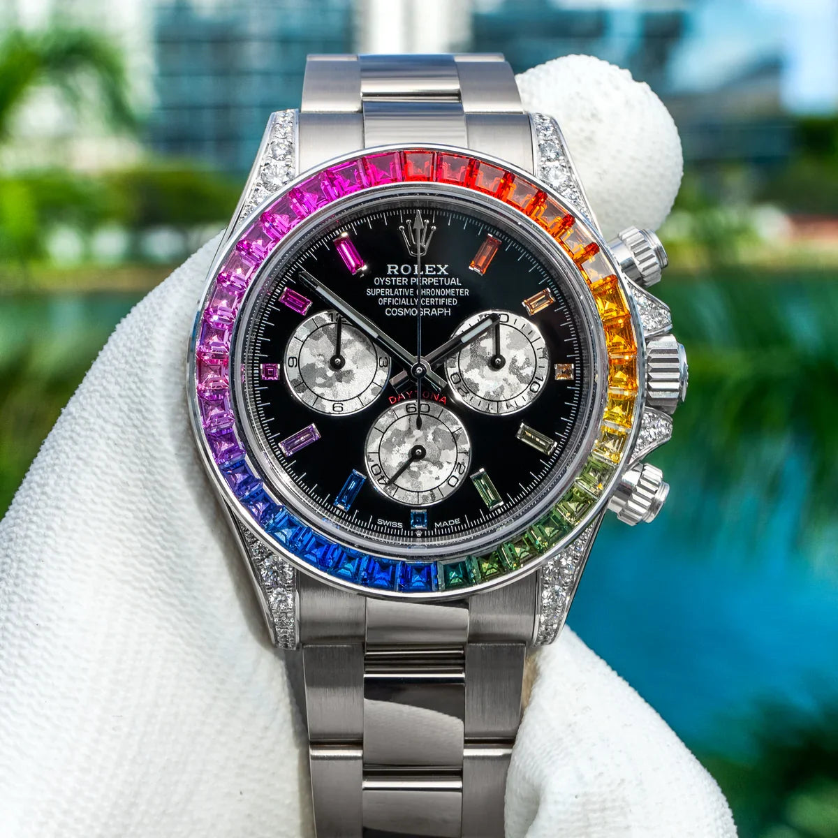 Daytona Black Dial Silver Rainbow 40mm