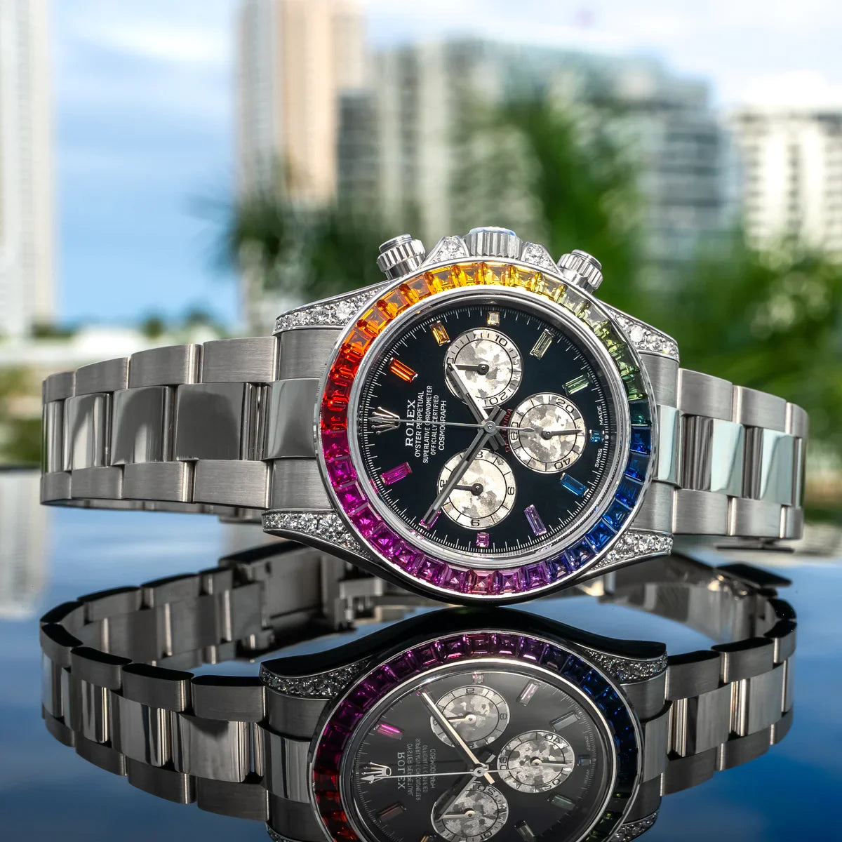 Daytona Black Dial Silver Rainbow 40mm