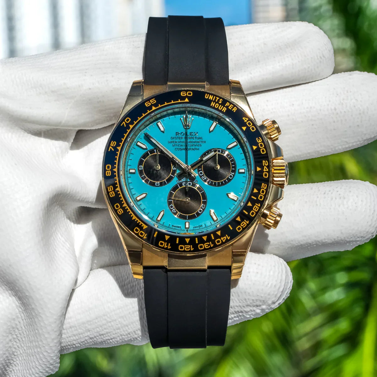 Daytona Ice Blue Dial Oysterflex Yellow Gold 40mm